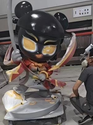 How to Customize Fiberglass Sculptures? This is a custom cartoon sculpture currently being painted.