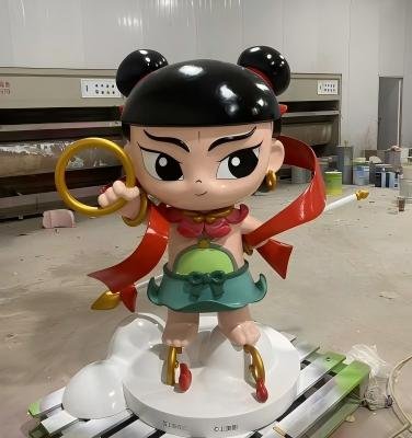 This is a custom fiberglass cartoon sculpture of Nezha.
