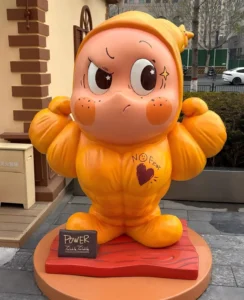 Custom brand IP fiberglass mascot sculpture for retail promotion