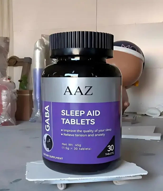 Custom fiberglass product replica sculpture, giant supplement bottle statue manufactured by professional fiberglass sculpture factory