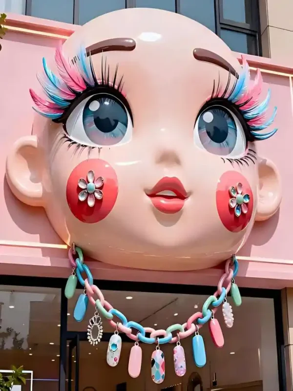 Custom fiberglass cartoon face sculpture, 3D wall-mounted art statue from professional fiberglass sculpture manufacturer