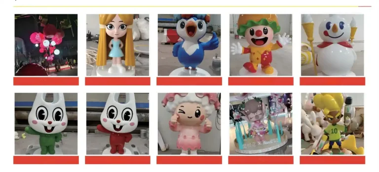Custom FRP IP sculpture, brand mascot fiberglass character for commercial display