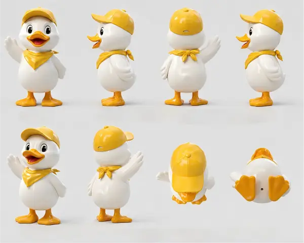 custom fiberglass sculpture from pictures multi-angle reference of cartoon duck mascot for FRP statue customization