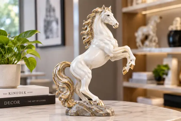 Small FRP horse statues figurine for home decoration retail, indoor fiberglass rearing horse ornament